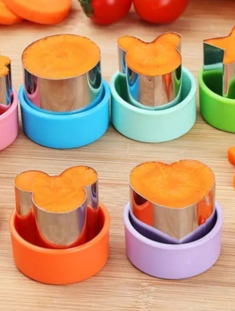 Multicolor Silicone Handle Cookie & Pastry Cutters - Set of 6